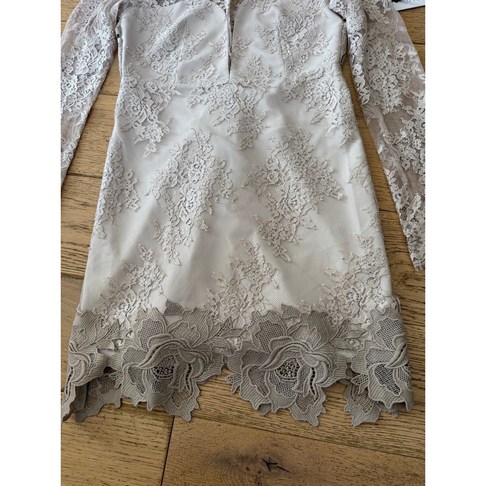 SAYLOR Leondra Nude Lace Mini Dress Long Sleeve Scalloped Hem Small NWT (513) - Picture 3 of 13